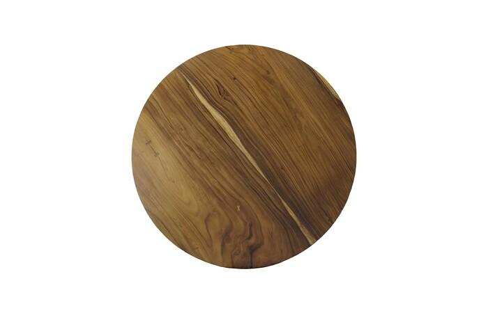 Chuleta Round Dining Table on Stainless Steel Base, Natural