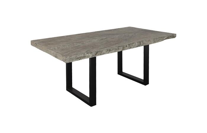Origins Dining Table, Straight Edge, Gray Stone, Satin Black Legs