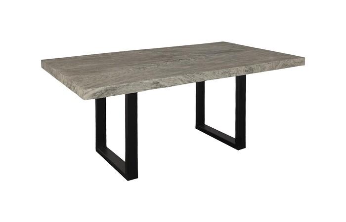 Origins Dining Table, Straight Edge, Gray Stone, Satin Black Legs