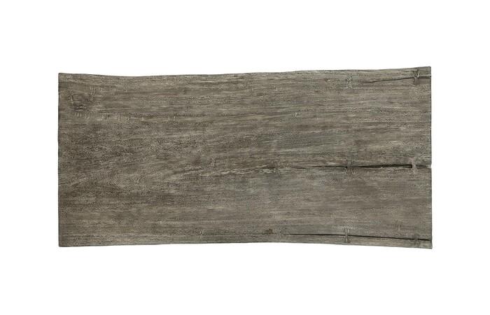 Origins Dining Table, Live Edge, Gray Stone, Satin Black Legs