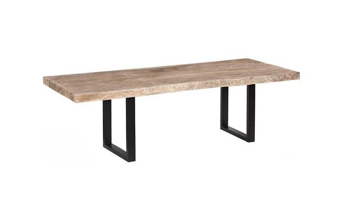 Origins Dining Table, Straight Edge, Weathered Gray, Satin Black Legs