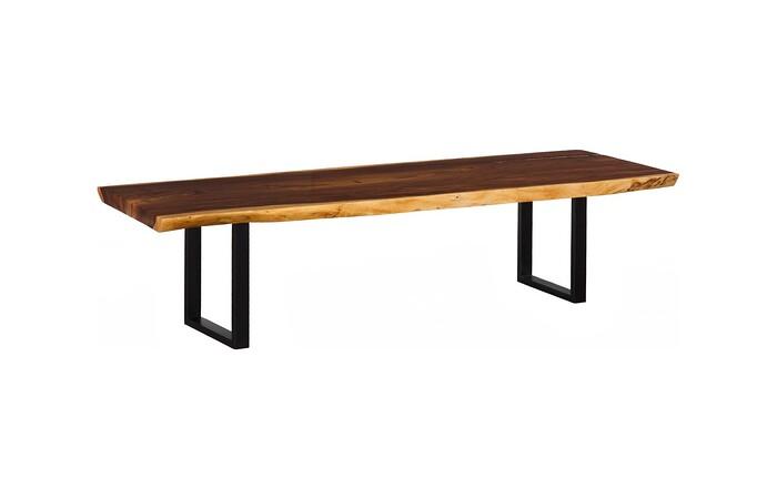 Origins Dining Table, Straight Edge, Natural, Satin Black Legs