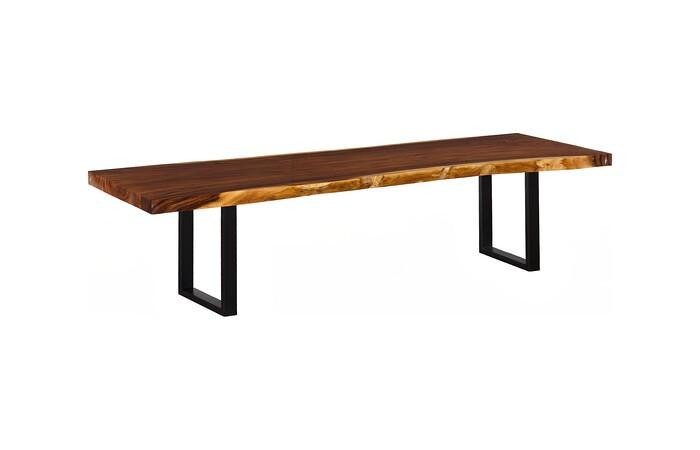 Origins Dining Table, Straight Edge, Natural, Satin Black Legs