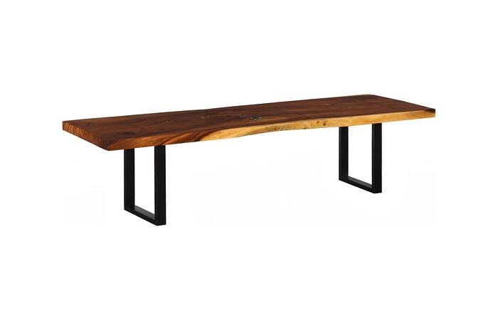 Origins Dining Table, Straight Edge, Natural, Satin Black Legs