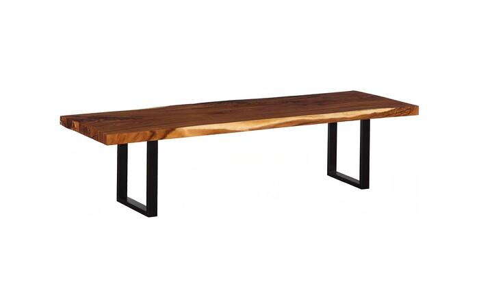 Origins Dining Table, Straight Edge, Natural, Satin Black Legs