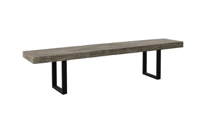 Origins Straight Edge Bench, Gray Stone, Satin Black Legs