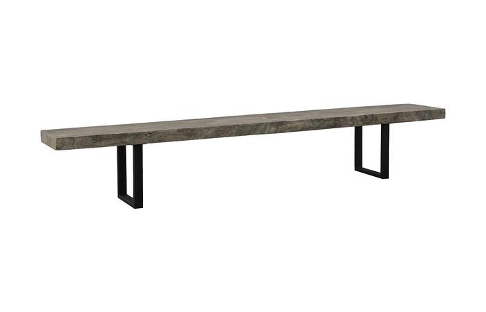 Origins Straight Edge Bench, Gray Stone, Satin Black Legs