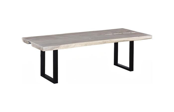 Origins Dining Table, Straight Edge, Bleached, Satin Black Legs