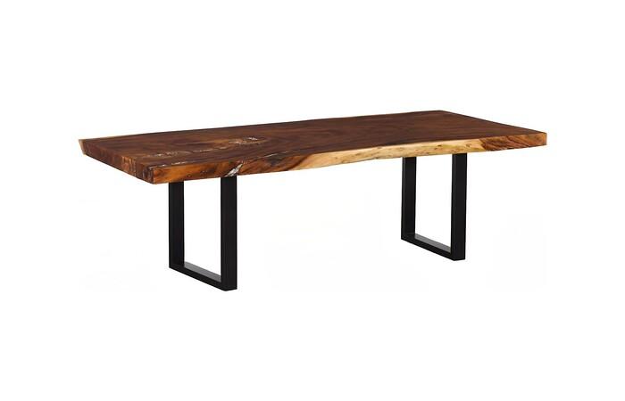 Origins Dining Table, Straight Edge, Natural, Satin Black Legs