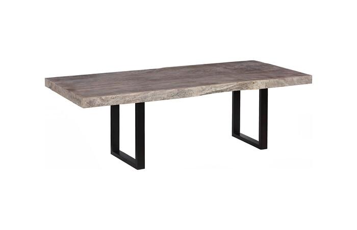 Origins Dining Table, Straight Edge, Weathered Gray, Satin Black Legs