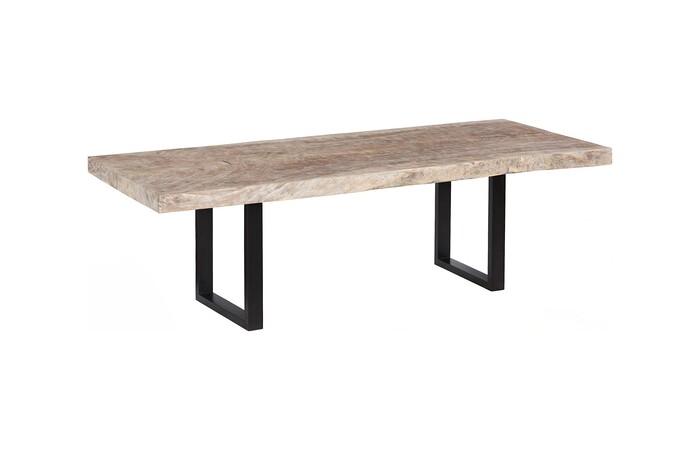 Origins Dining Table, Straight Edge, Weathered Gray, Satin Black Legs