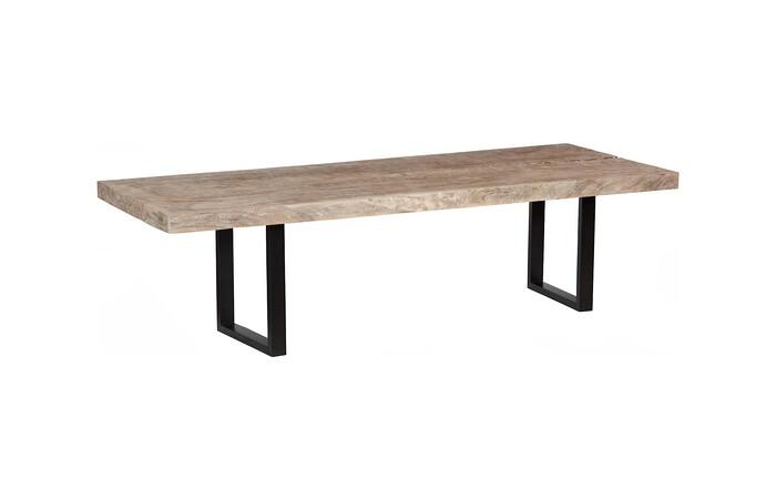 Origins Dining Table, Straight Edge, Weathered Gray, Satin Black Legs