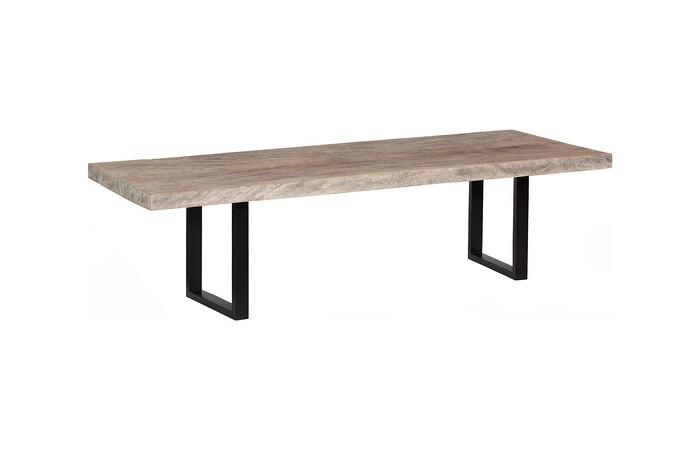 Origins Dining Table, Straight Edge, Weathered Gray, Satin Black Legs