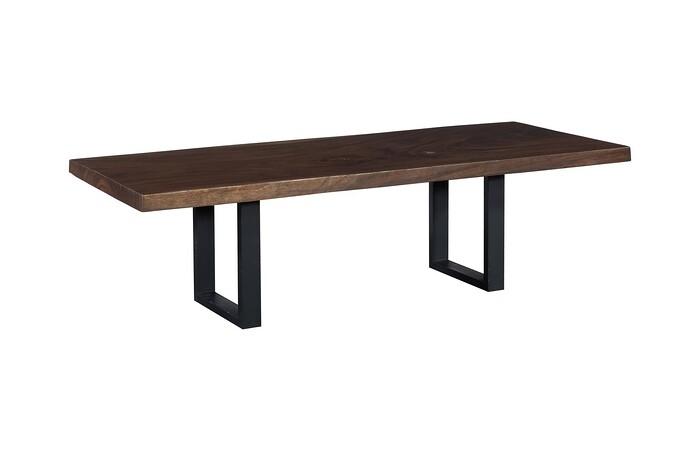 Straight Edge Dining Table, Perfect Brown, Satin Black Legs