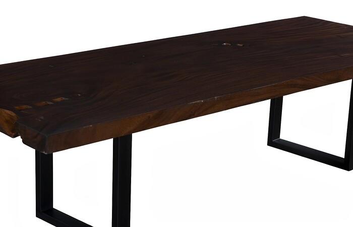 Origins Dining Table, Straight Edge, Perfect Brown, Satin Black Legs