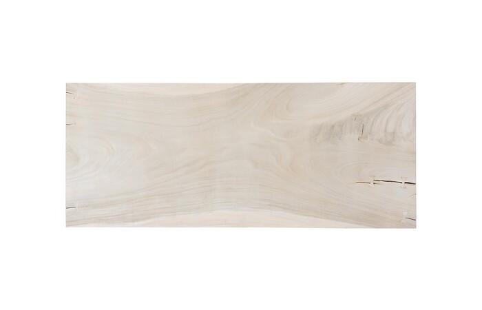Straight Edge Dining Table, Bleached, Satin Black Legs