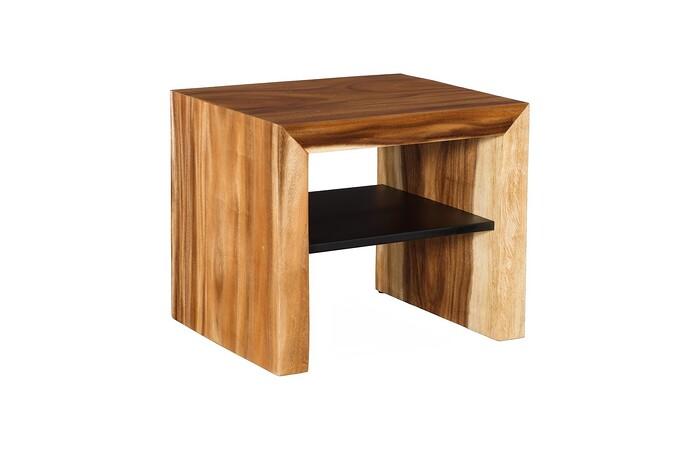 Waterfall Side Table, w/ Shelf, Natural