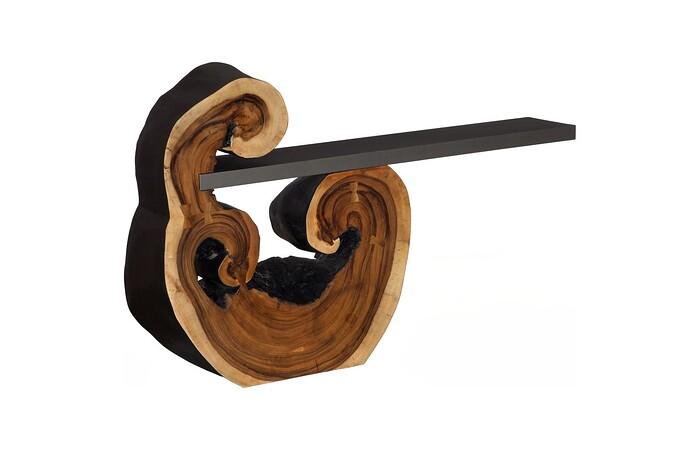 Cantilevered Console Table, Burnt Edge