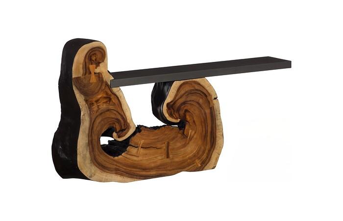 Cantilevered Console Table, Burnt Edge
