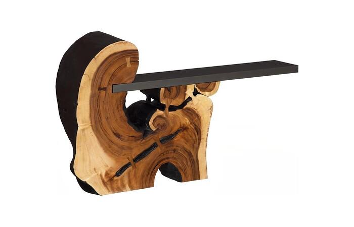 Cantilevered Console Table, Burnt Edge