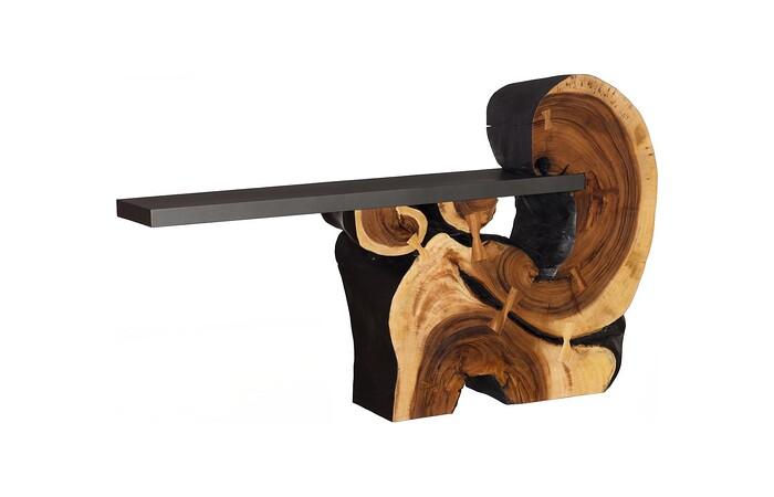 Cantilevered Console Table, Burnt Edge