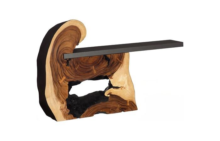 Cantilevered Console Table, Burnt Edge