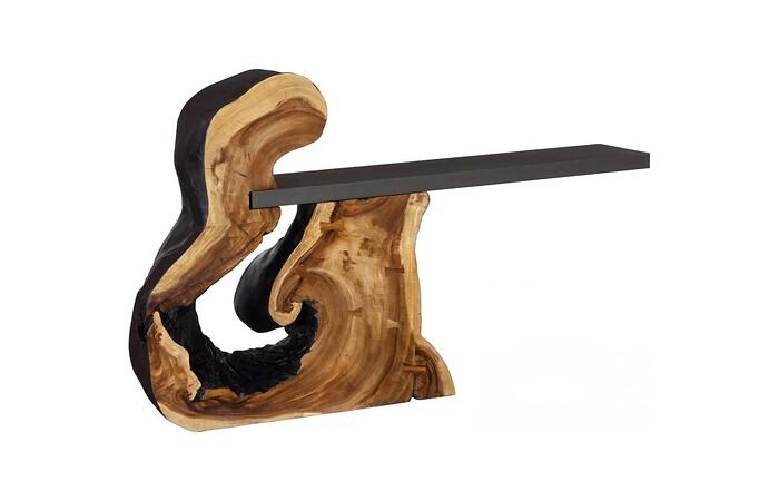 Cantilevered Console Table, Burnt Edge