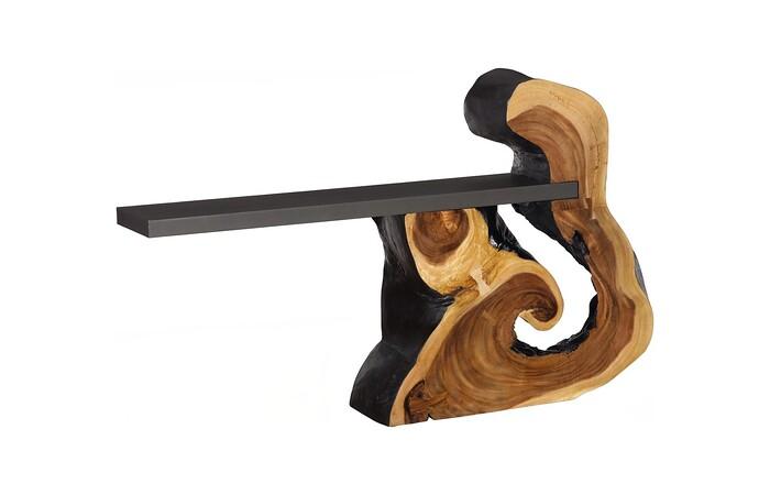 Cantilevered Console Table, Burnt Edge