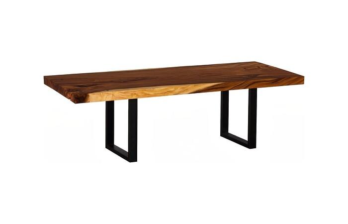 Origins Dining Table, Straight Edge, Natural, Satin Black Legs