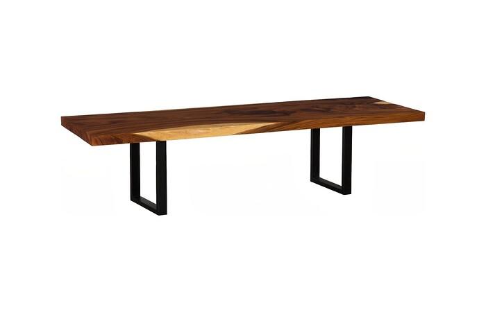 Origins Dining Table, Straight Edge, Natural, Satin Black Legs