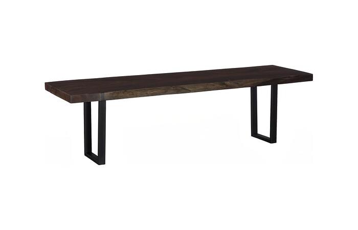 Straight Edge Dining Table, Perfect Brown, Satin Black Legs