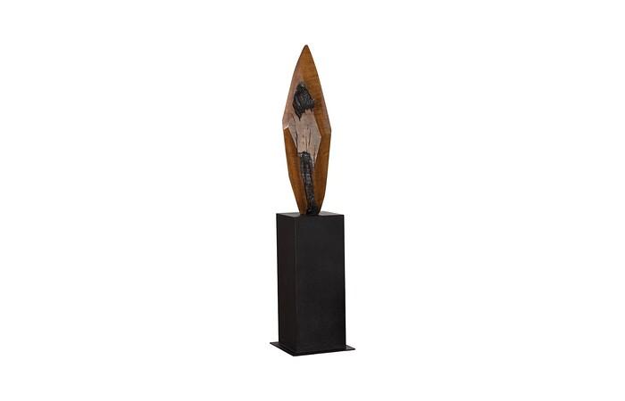 Diamond Cut Wood Sculpture, Natural/Burnt Black