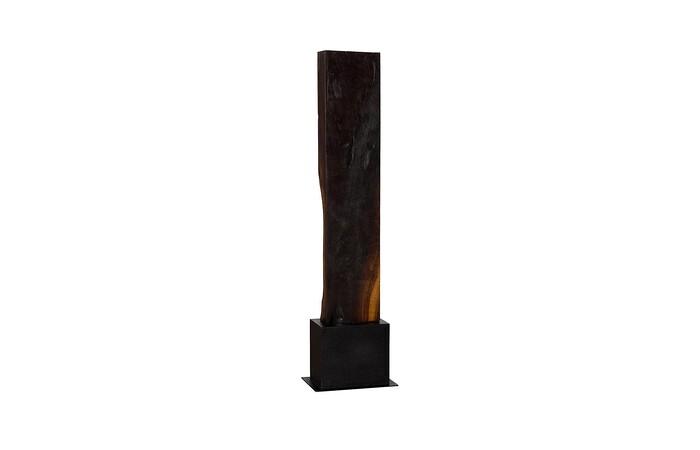 Rectangle Cut Wood Sculpture, Natural/Burnt Black