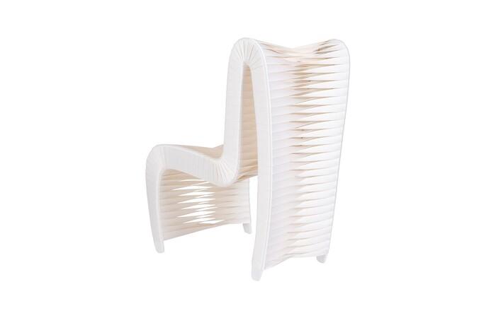 Seat Belt Dining Chair, High Back, White/Off-White