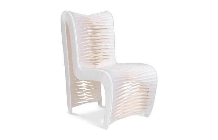 Seat Belt Dining Chair, High Back, White/Off-White