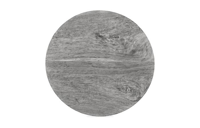 Chuleta Round Dining Table on Stainless Steel Base, Gray Stone