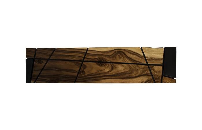 Criss Cross Console Table on Black Iron Legs, Chamcha Wood