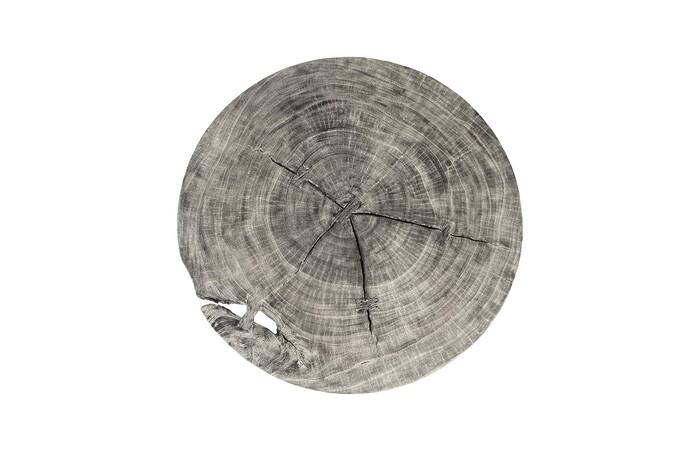 Chuleta Bar Table on Black Metal Base, Chamcha Wood, Gray Stone