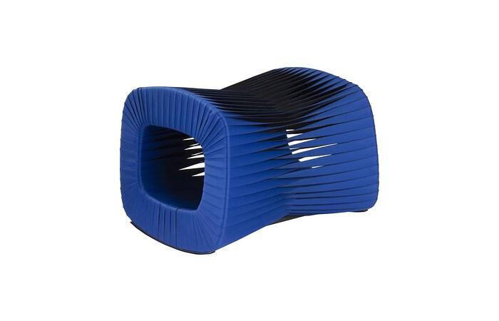 Seat Belt Ottoman, Blue/Black